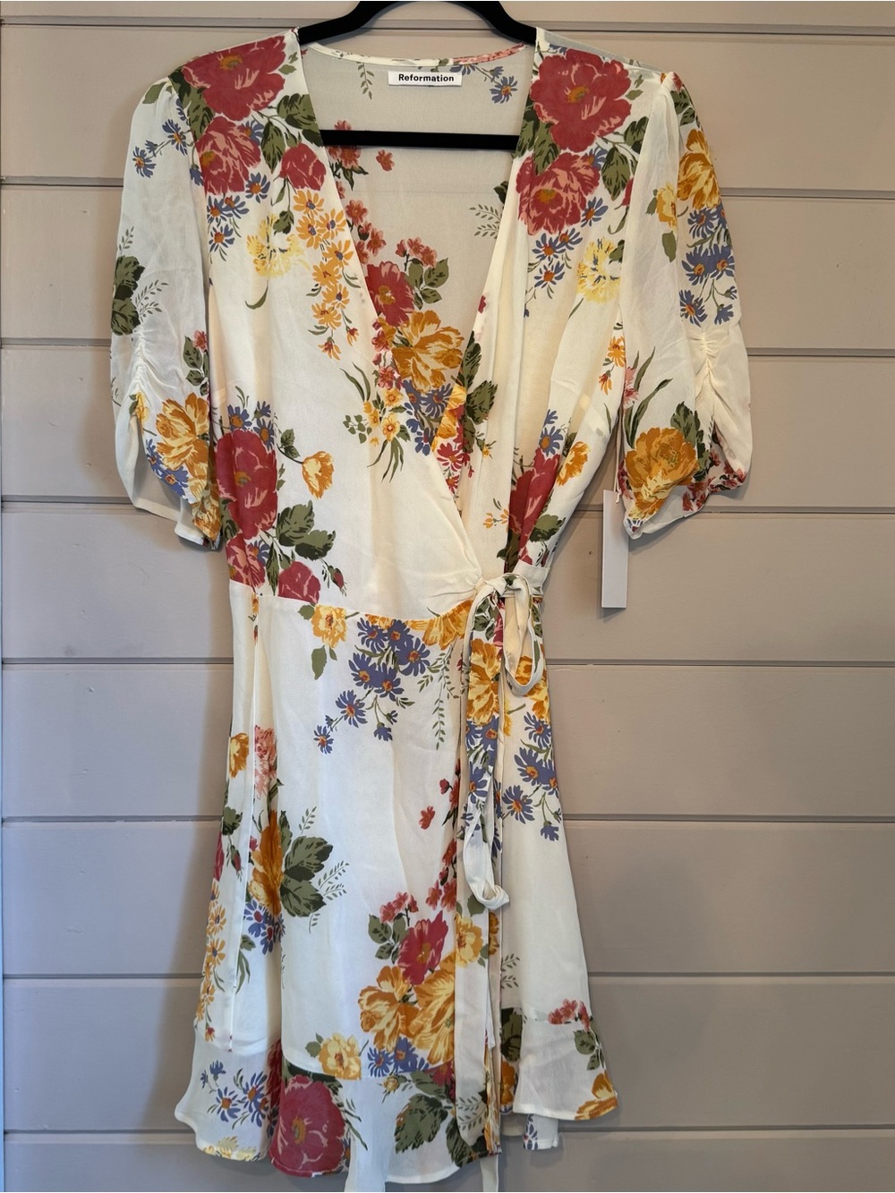 Reformation Monica Wrap Mini Dress Bouquet Floral